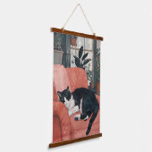 Tropisches Nickerchen: Gemütliche Katze im Dschung Wandteppich Mit Holzrahmen (Gewinkelt)