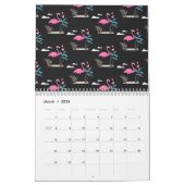 Tropisches Niedliches lustiges Flamingo-Aquarellmu Kalender (Mär 2026)
