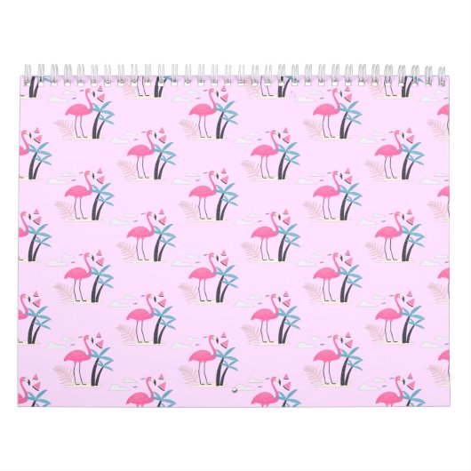 Tropisches Niedliches lustiges Flamingo-Aquarellmu Kalender (Titelbild)
