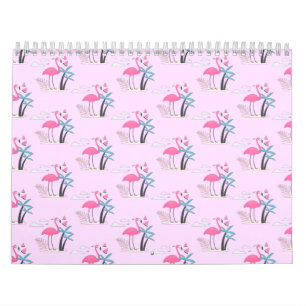 Tropisches Niedliches lustiges Flamingo-Aquarellmu Kalender