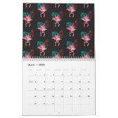 Tropisches Niedliches lustiges Flamingo Wasserfarb Kalender (Mär 2026)