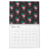 Tropisches Niedliches lustiges Flamingo Wasserfarb Kalender (Feb 2026)
