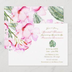 Tropisches Oasis Rosa grünes hawaiianisches Brautp Einladung