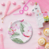 Tropisches Oasis Rosa grünes hawaiianisches Brautp Pappteller (Party)