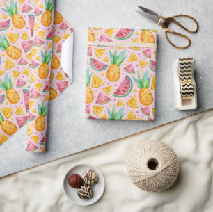 Tropisches Obst Ananas Wassermelone Geschenkpapier