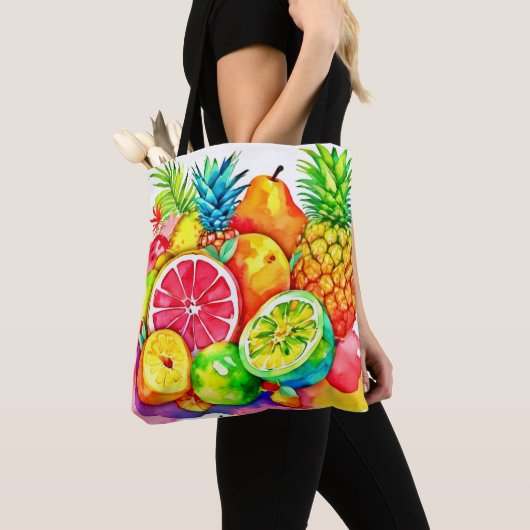 Tropisches Obst Cartoon Kunst Tasche (Von Nahem)