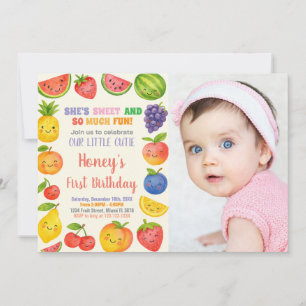 Tropisches Obst Einladung zum Foto 1. Geburtstag