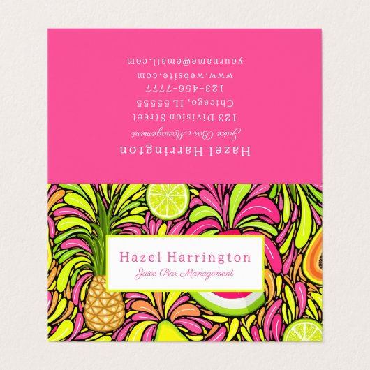 Tropisches Obst geflochtene Visitenkarten kundensp (Außenseite Aufgefaltet)
