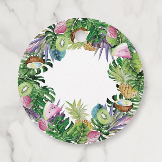 Tropisches Obst | Greenery Summer Birthday Party Geschenkanhänger (Rückseite)