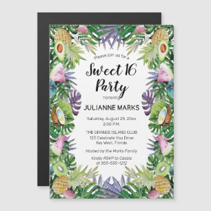 Tropisches Obst   Greenery Summer Sweet 16 Party Magneteinladung