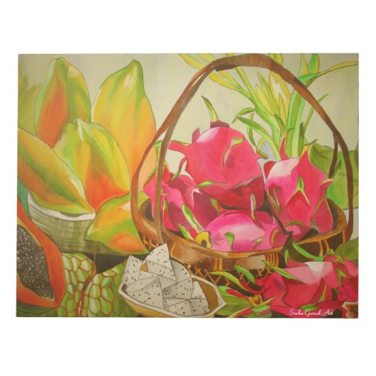 Tropisches Obst Noch Leben Original Aquarellkunst Notizblock (Vorderseite)