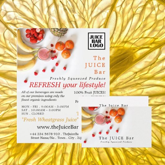 Tropisches Obst, Saft, Bar Visitenkarte