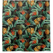Tropisches Obst und Blume-Dschungel auf schwarz Duschvorhang (Vorderseite)
