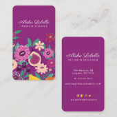 Tropisches Obst und Wildblumen Botanisches Rosa Visitenkarte (Vorne/Hinten)