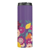 Tropisches Obst und Wildblumen Botanisches Violett Thermosbecher (Rückseite)