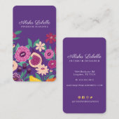 Tropisches Obst und Wildblumen Botanisches Violett Visitenkarte (Vorne/Hinten)