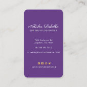 Tropisches Obst und Wildblumen Botanisches Violett Visitenkarte (Rückseite)