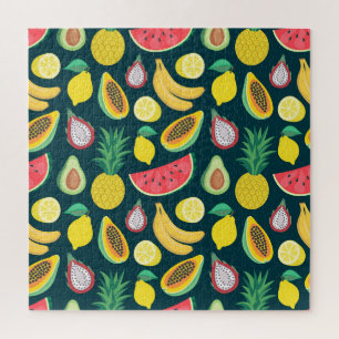Tropisches Obst Vintages Muster Bliss Puzzle