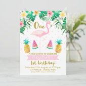 Tropisches Obstbrand 1. Geburtstag Einladung (Stehend Vorderseite)