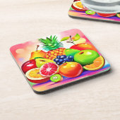 Tropisches Obstsortiment Getränkeuntersetzer (Linke Seite)