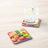 Tropisches Obstsortiment Getränkeuntersetzer (Rechte Seite)