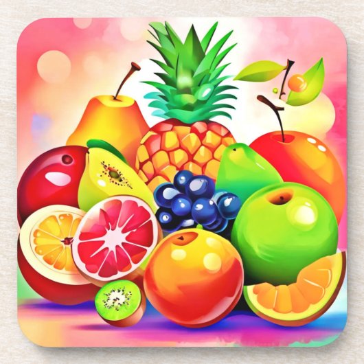 Tropisches Obstsortiment Getränkeuntersetzer (Vorderseite)
