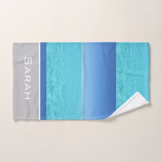 Tropisches Ocean Beach Gray Monogramm Badezimmer Badhandtuch Set (Handtuch)