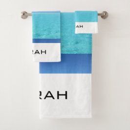 Tropisches Ocean Beach Monogram Bad Badhandtuch Set