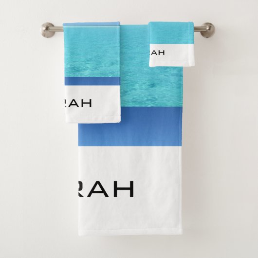 Tropisches Ocean Beach Monogram Bad Badhandtuch Set (Insitu)