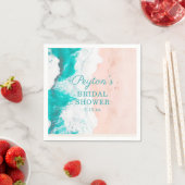 Tropisches Ocean Beach Türkis Tan Brautparty Serviette (Beispiel)