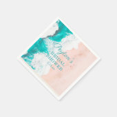 Tropisches Ocean Beach Türkis Tan Brautparty Serviette (Ecke)