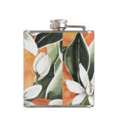 Tropisches Orange & Blume Wasserfarbmuster Flachmann (Rückseite)