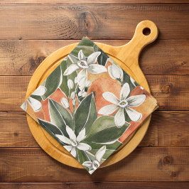 Tropisches Orange & Blume Wasserfarbmuster Geschirrtuch