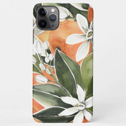 Tropisches Orange & Blume Wasserfarbmuster iPhone Hülle (Rückseite)