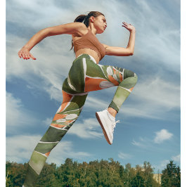 Tropisches Orange & Blume Wasserfarbmuster Leggings