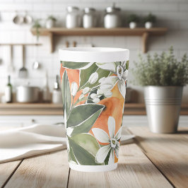 Tropisches Orange & Blume Wasserfarbmuster Milchtasse