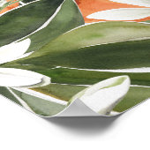 Tropisches Orange & Blume Wasserfarbmuster Poster (Ecke)