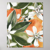Tropisches Orange & Blume Wasserfarbmuster Poster (Vorne)