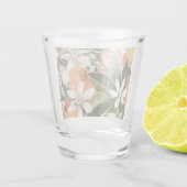 Tropisches Orange & Blume Wasserfarbmuster Schnapsglas (Rückseite)