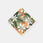 Tropisches Orange & Blume Wasserfarbmuster Serviette (Ecke)