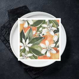 Tropisches Orange & Blume Wasserfarbmuster Serviette