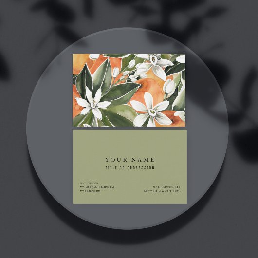 Tropisches Orange & Blume Wasserfarbmuster Visitenkarte