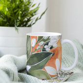 Tropisches Orange & Blume Wasserfarbmuster Zweifarbige Tasse
