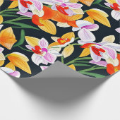 Tropisches Orange Orchid Flora Geschenkpapier (Ecke)