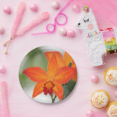 Tropisches Orange Orchid Papier Pappteller (Party)