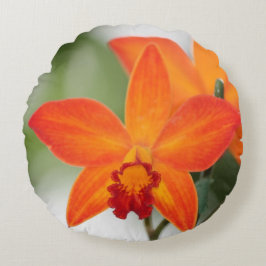 Tropisches Orange Orchid Rundkissen Rundes Kissen