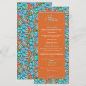 Tropisches Orange- und Blumenmenü Menükarte (Vorne/Hinten)