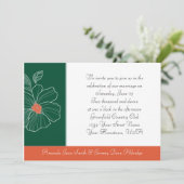 Tropisches Orange und grüne Hochzeitseinladung Einladung (Stehend Vorderseite)