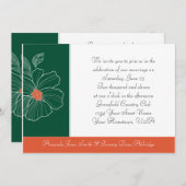 Tropisches Orange und grüne Hochzeitseinladung Einladung (Vorne/Hinten)