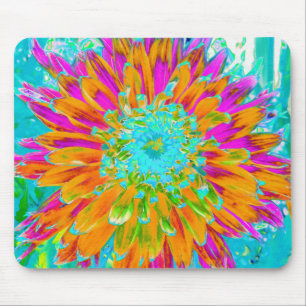 Tropisches Orange und heiß rosa Dekorative Dahlia Mousepad